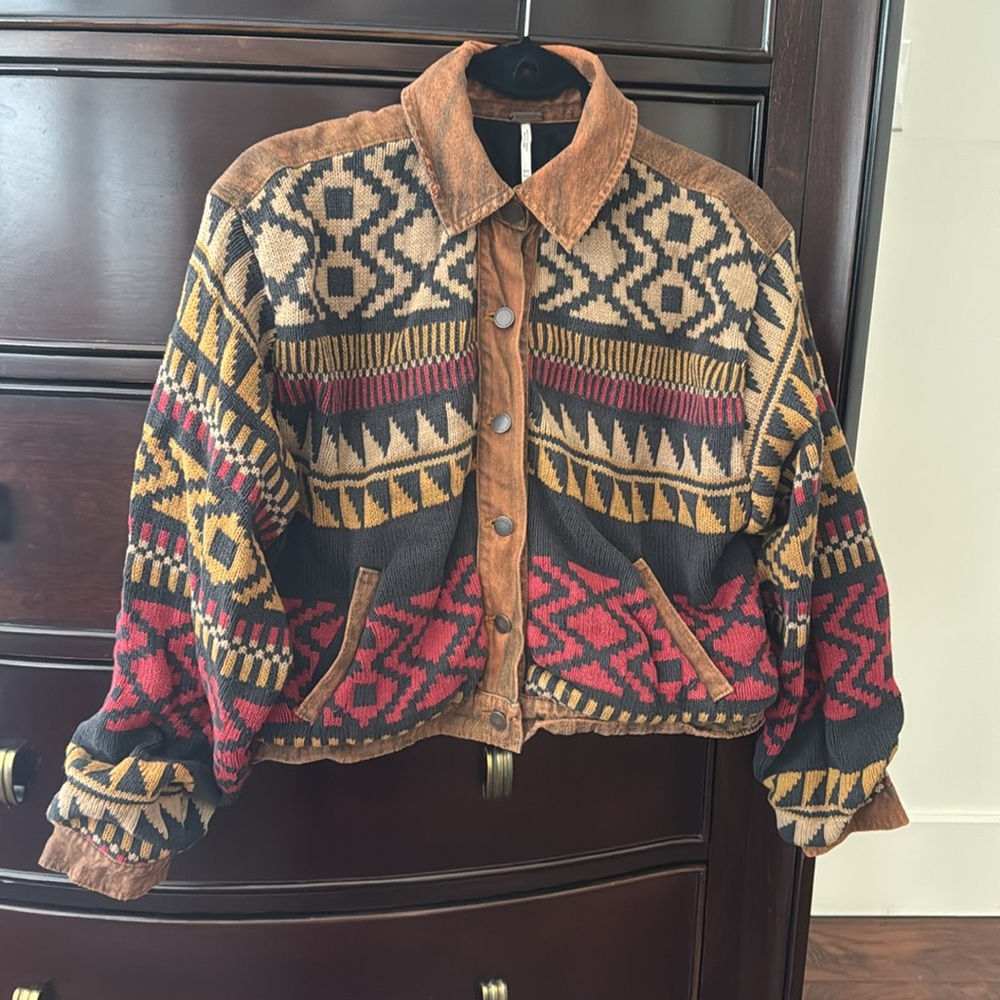 Free People We The Free Lakeside crochet denim sweater Jacket - Picture 9 of 16
